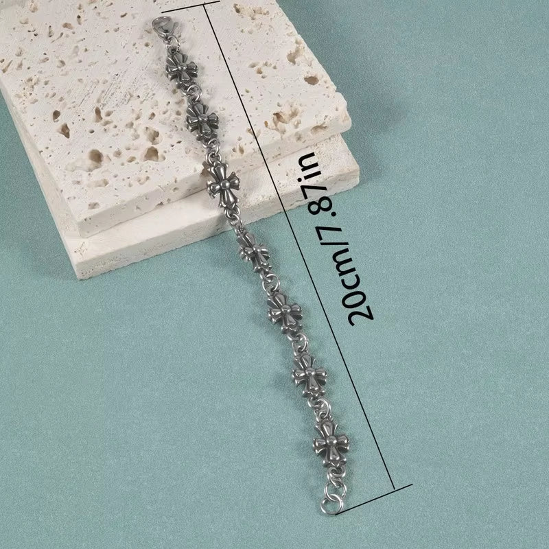 1Pc Gothic Style Cross Men'S Floral Pattern Bracelet Suitable for Daily and Party Wear, Birthday and Holiday Gift Jewelry